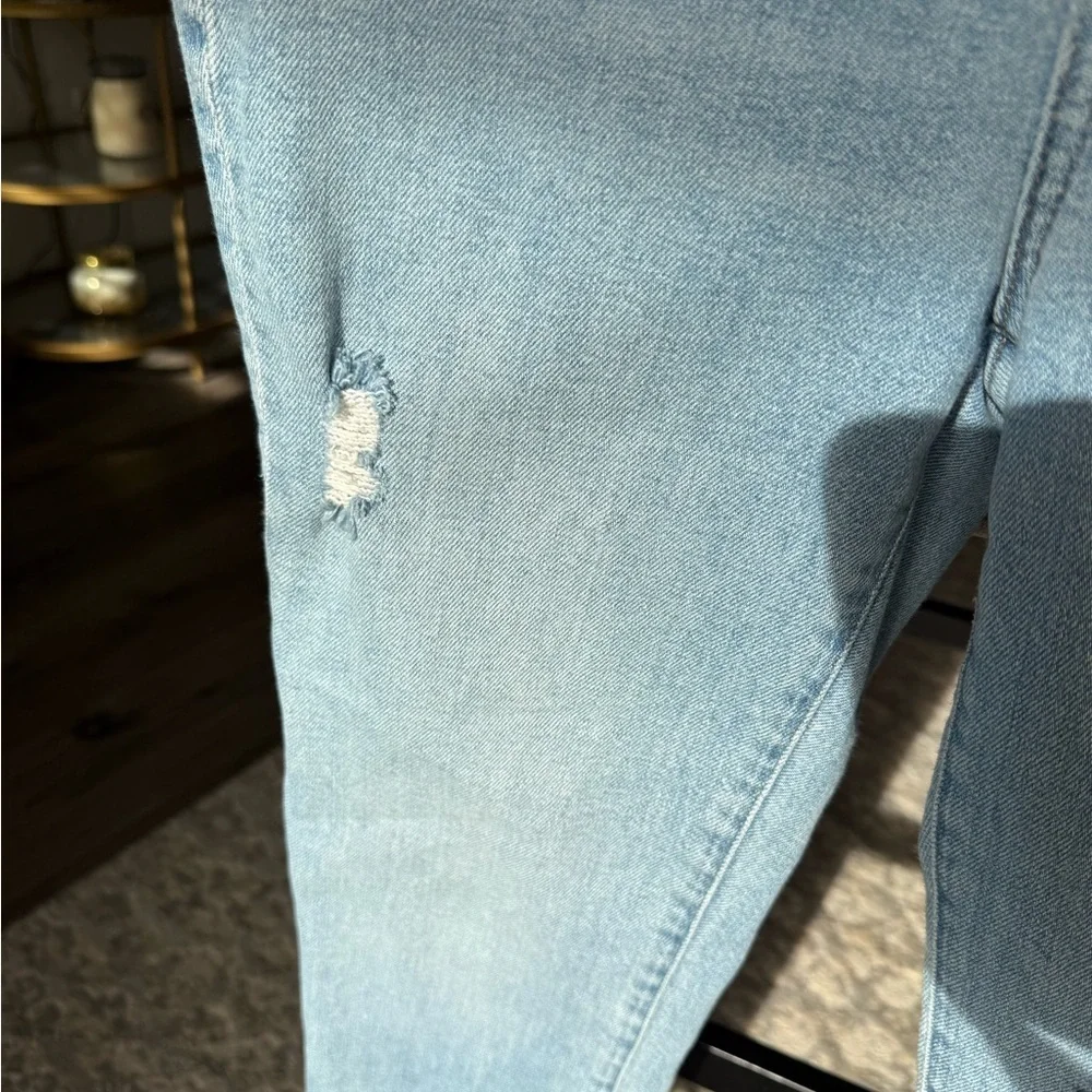 Madewell The Perfect Vintage Light Blue Distressed Cropped Raw Hem Jeans, 25P